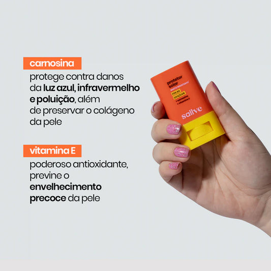 PROTETOR SOLAR BASTÃO FPS 60 MUITO RESISTENTE - SALLVE (15G)