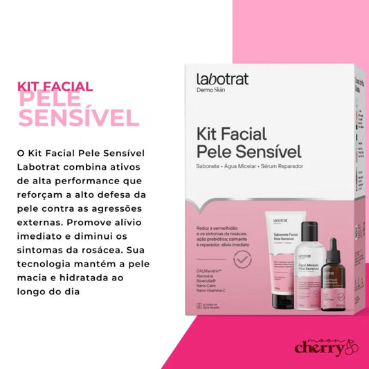 KIT FACIAL PELE SENSÍVEL  - LABOTRAT DERMO SKIN 3UN