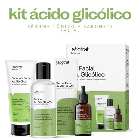 KIT FACIAL ÁCIDO GLICÓLICO - LABOTRAT DERMO SKIN 3UN