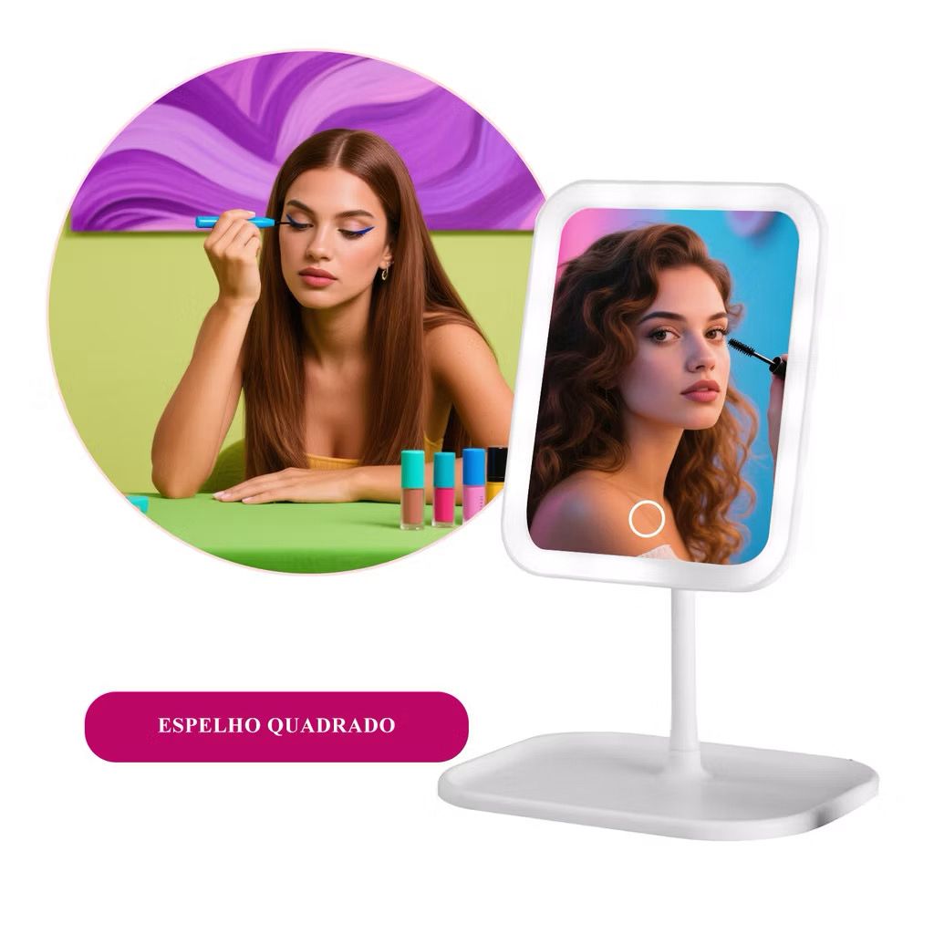 ESPELHO DE LED RETANGULAR – 3 CORES DE LUZ