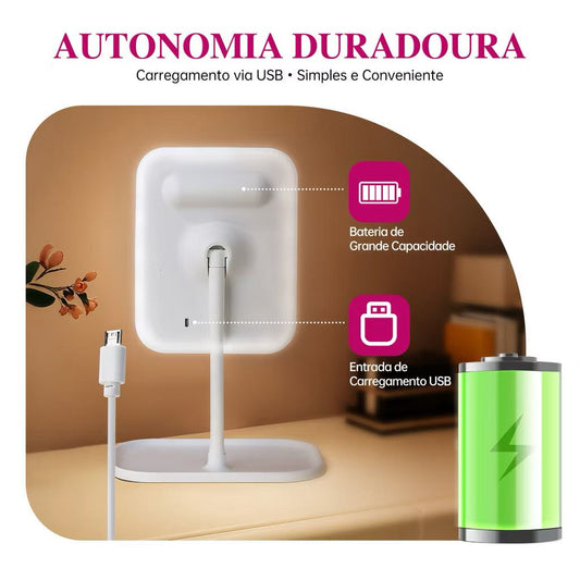 ESPELHO DE LED RETANGULAR – 3 CORES DE LUZ