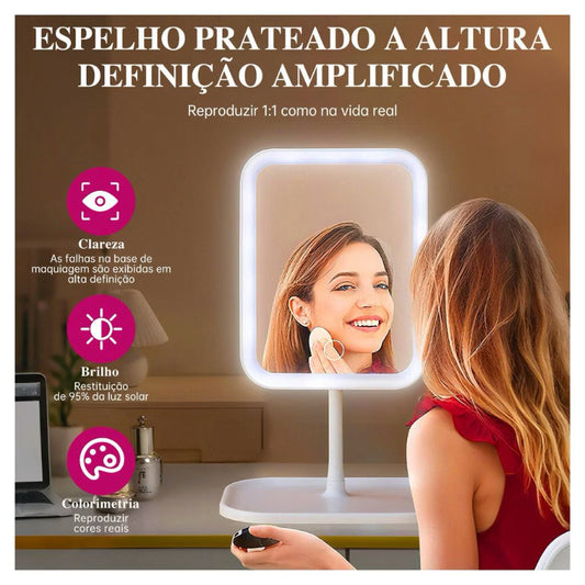 ESPELHO DE LED RETANGULAR – 3 CORES DE LUZ