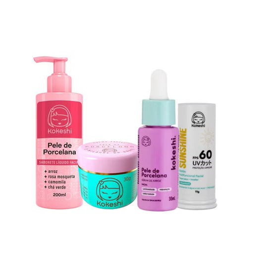 KIT KOKESHI PELE DE PORCELANA - ROTINA FACIAL (4 ITENS)